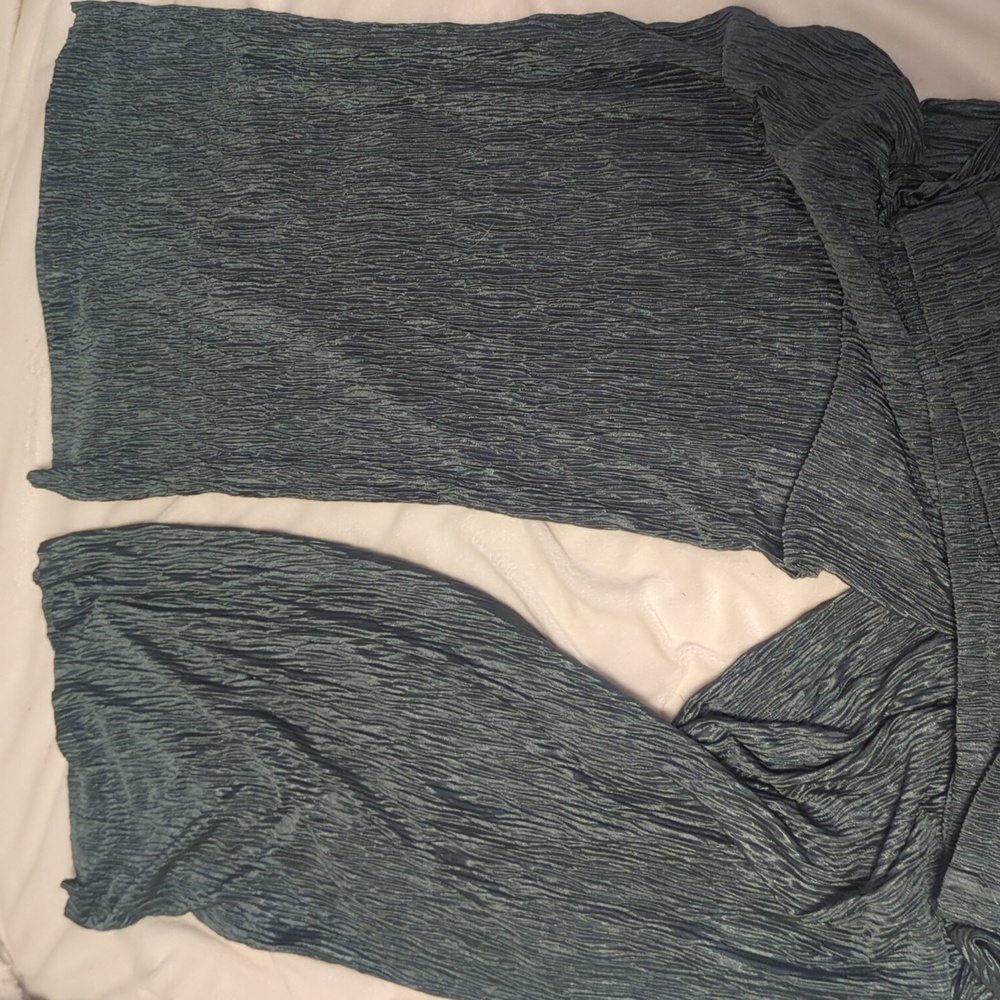 Bailey 44 Teal Crinkle Wide Leg Pants High Waist Pull-On Shimmery - Picture 4 of 9